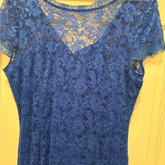 Chic Royal Blue Lace Maxi Dress - Picture 3 of 7